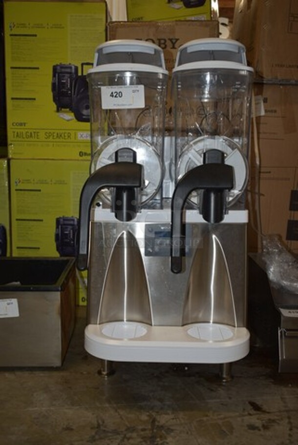 BRAND NEW SCRATCH AND DENT! 2024 Bunn ULTRA NX 58000.0100 Stainless Steel White and Stainless Steel Double 3 Gallon Slushy Machine. 120 Volts, 1 Phase. Tested and Powers On But Does Not Get Cold - Image 2 of 5