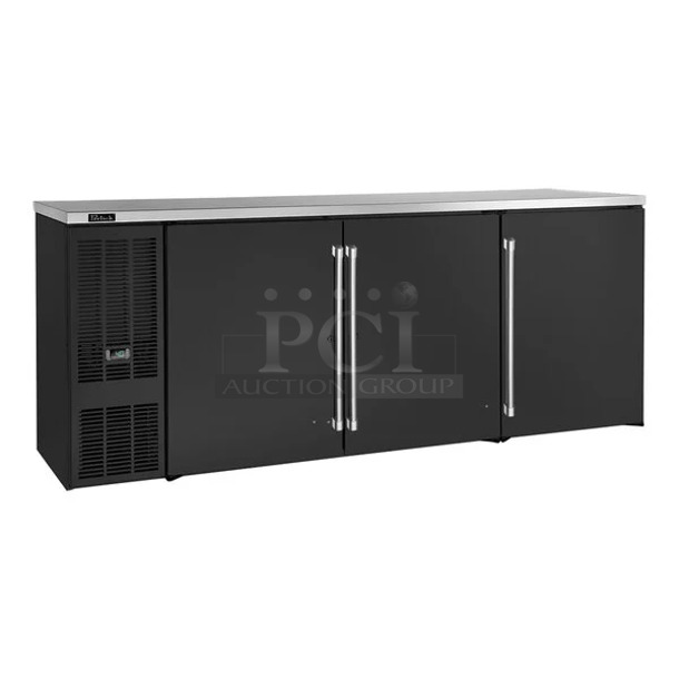 BRAND NEW SCRATCH AND DENT! 2024 Perlick 613BBS84BSTK 84" Black Solid Door Back Bar Refrigerator. 115 Volts, 1 Phase. Tested and Working! - Image 1 of 9
