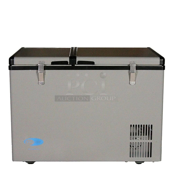 BRAND NEW SCRATCH AND DENT! Whynter FM-62DZ 62 Quart Dual Zone Portable Refrigerator and Deep Freezer Chest, AC 110V/ DC 12V, Real Freezer for Car, Home, and RV, -8°F to 50°F Temperature Range. 115 Volts, 1 Phase. Tested and Working! - Image 1 of 8