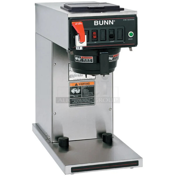 BRAND NEW SCRATCH AND DENT! 2023 Bunn CWTF15-TC Stainless Steel Automatic Thermal Carafe Coffee Brewer w/ Hot Water Dispenser and Poly Brew Basket. 120 Volts, 1 Phase.  - Image 1 of 7