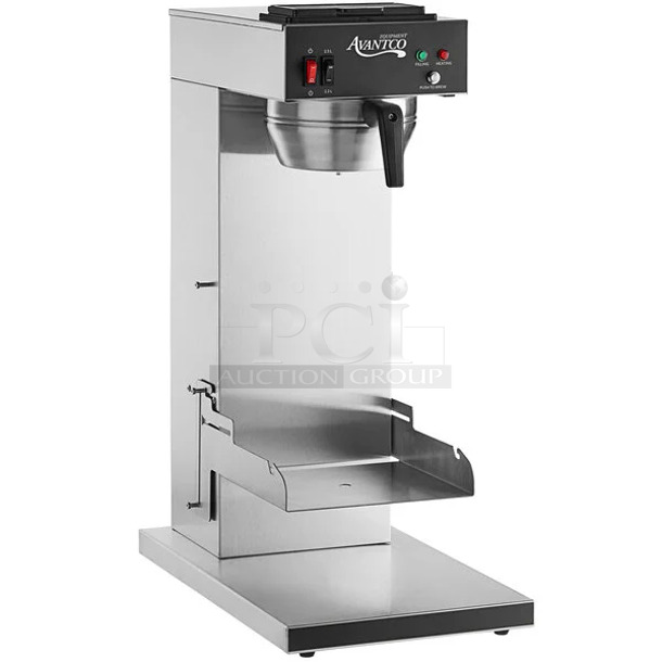 BRAND NEW SCRATCH AND DENT! Avantco 177CMAPADJ Automatic Airpot Coffee Maker with Adjustable Shelf and Metal Brew Basket. 120 Volts, 1 Phase.  - Image 1 of 8