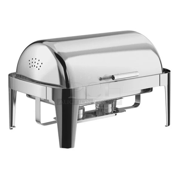BRAND NEW SCRATCH AND DENT! Acopa 922EC15CHROM Supreme 8 Qt. Full Size Chrome Accent Roll Top Chafer - Image 1 of 3