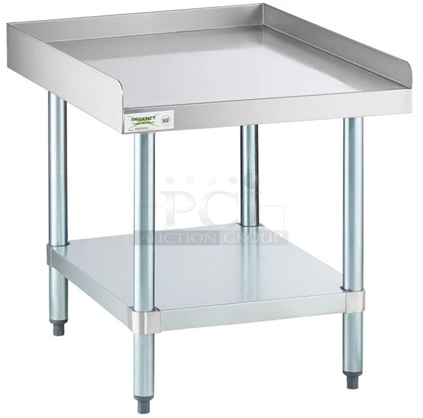 BRAND NEW SCRATCH AND DENT! Regency 600ES3024G 30" x 24" 16-Gauge Stainless Steel Equipment Stand with Galvanized Undershelf. May be Missing Pieces.  - Image 1 of 3