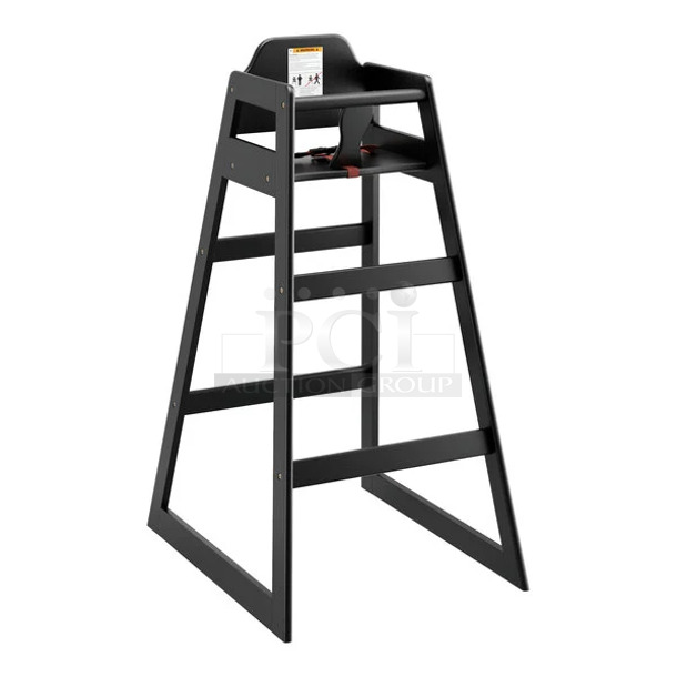 2 BRAND NEW SCRATCH AND DENT! Lancaster Table & Seating 164WHCKDBK Bar Height Wooden High Chair with Black Finish - Unassembled. 2 Times Your Bid!  - Image 1 of 5