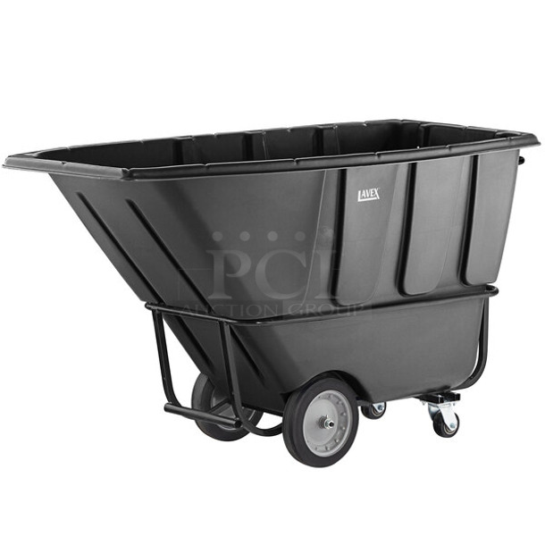 BRAND NEW SCRATCH AND DENT! Lavex 475AG107TBBK 1 Cubic Yard Black Heavy-Duty Tilt Truck / Trash Cart (2100 lb. Capacity) - Image 1 of 6