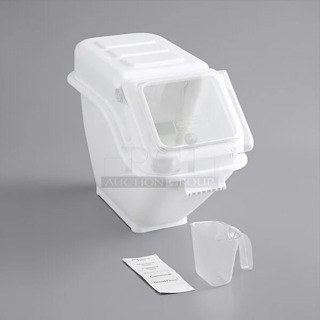 3 BRAND NEW SCRATCH AND DENT! Bakers Mark 6.3 Gallon / 100 Cup Shelf Ingredient Bin with Flip Lid. 3 Times Your Bid! 