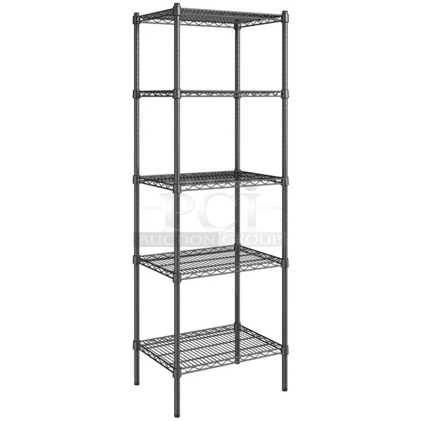BRAND NEW SCRATCH AND DENT!  Steelton 465B1836KE5 18" Wide NSF Black Epoxy 5-Shelf Kit with 72" Posts - Image 1 of 3