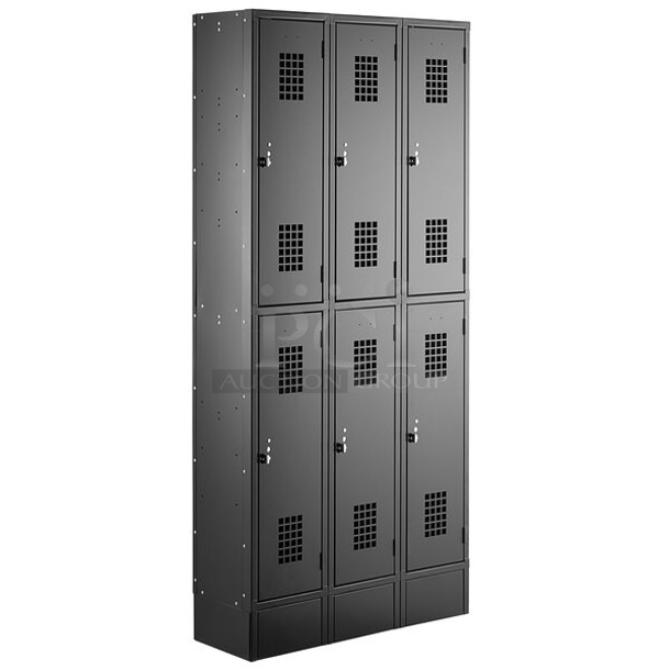 BRAND NEW SCRATCH AND DENT! Regency 600LC32122KK Space Solutions Black 36" x 12" x 78" 3 Wide, 2 Tier Locker - Unassembled. May Be Missing Pieces.  - Image 1 of 3