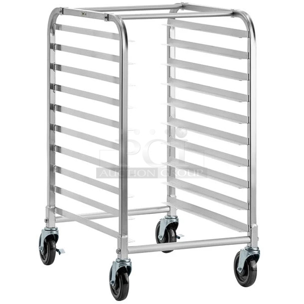 BRAND NEW SCRATCH AND DENT! Winco ALRK-10 10 Pan End Load Half Height Bun / Sheet Pan Rack - Unassembled. May Be Missing Pieces.  - Image 1 of 3