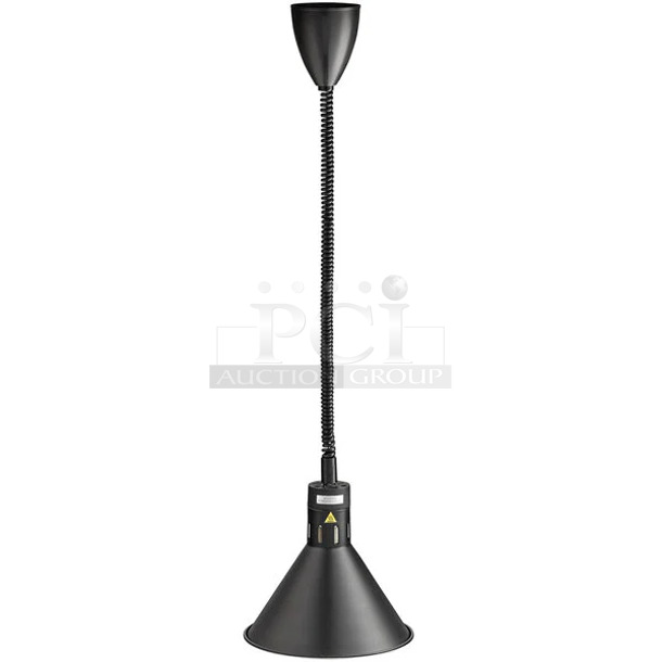 BRAND NEW SCRATCH AND DENT! ServIt 423HLR45BK Retractable Cord Ceiling Mount Heat Lamp with Modern Black Finish Round Cone Shade - Image 1 of 7