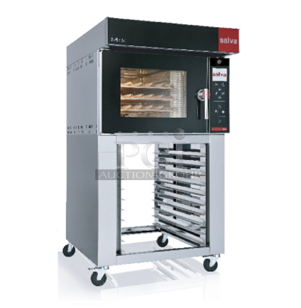 BRAND NEW! 2022 Salva 2010 KX-5+H Stainless Steel Commercial Countertop Electric Powered Convection Oven on Pan Rack. 208-240 Volts, 3 Phase. - Image 1 of 10