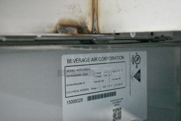 BRAND NEW SCRATCH AND DENT! Beverage Air WTFCS60HC Stainless Steel Commercial 2 Drawer Freezer Chef Base on Commercial Casters. 115 Volts, 1 Phase. Tested and Working! - Image 9 of 9