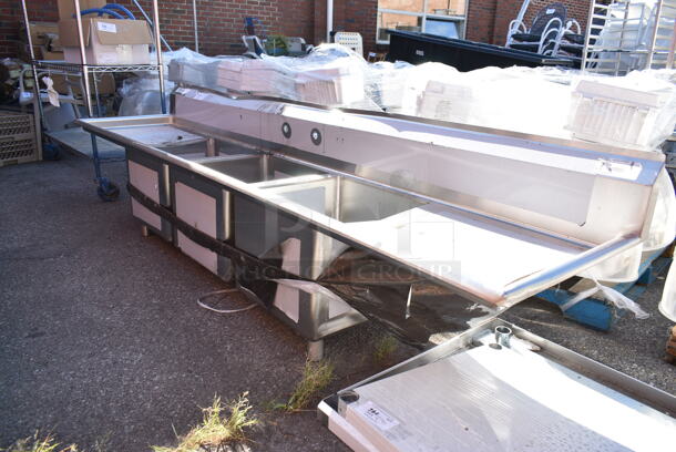 BRAND NEW SCRATCH AND DENT! Regency 600S31818224 Stainless Steel 3 Bay Sink w/ Dual Drain Boards. No Legs. - Image 3 of 9