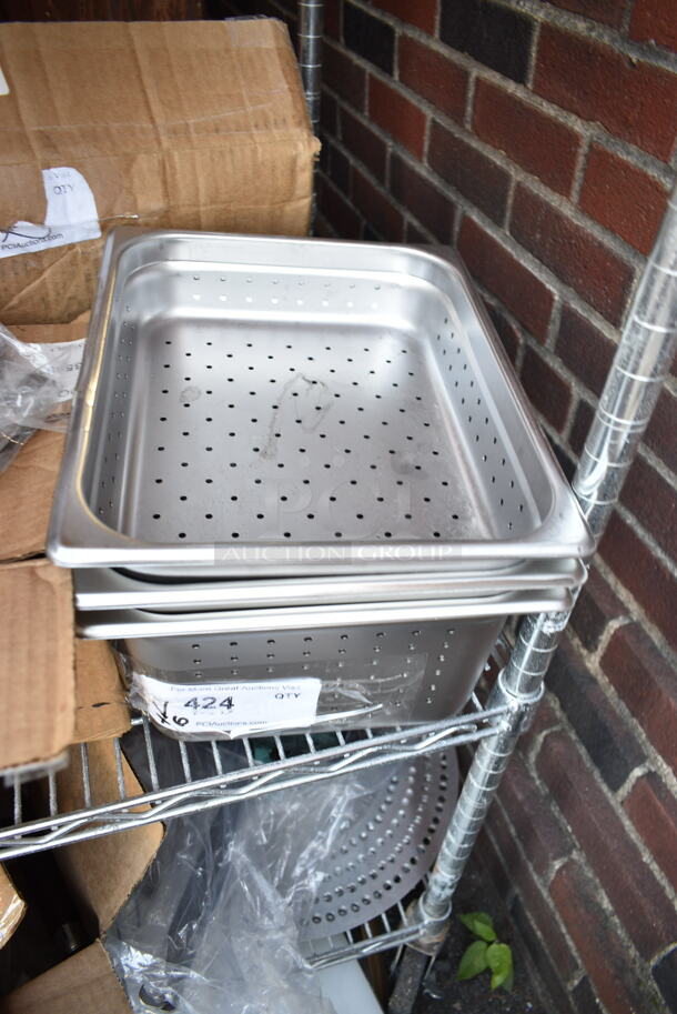 6 BRAND NEW SCRATCH AND DENT! Various Items Including 407TRNRSW63 Choice 6" x 3" Square Edge Turner with White Polypropylene Handle, 4070263 Choice 1/2 Size 6" Deep Anti-Jam Perforated Stainless Steel Steam table / Hotel Pan - 24 Gauge. 6 Times Your Bid!  - Image 5 of 7