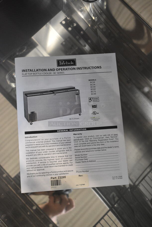 BRAND NEW SCRATCH AND DENT! 2023 Perlick BC48RT-3-SS 48" Stainless Steel Horizontal Bottle Cooler. 115 Volts, 1 Phase. Tested and Working! - Image 10 of 11
