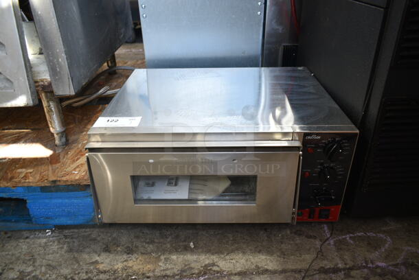BRAND NEW SCRATCH AND DENT! 2023 Crosson CPO-160 Stainless Steel Commercial Countertop Electric Powered Single Deck Pizza Oven w/ Broken Cooking Stone. 120 Volts, 1 Phase. Tested and Working! - Image 1 of 6