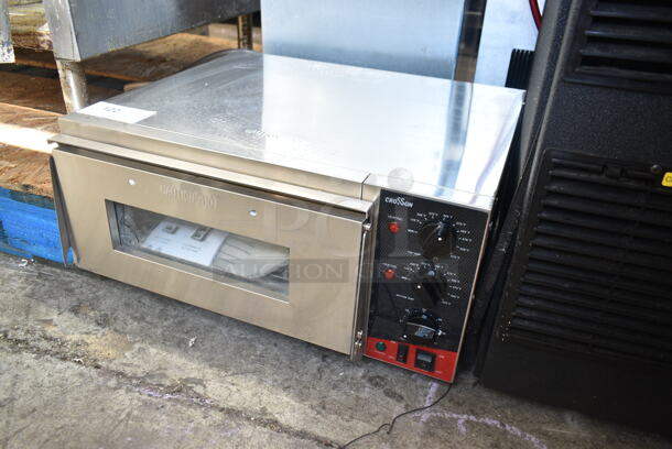 BRAND NEW SCRATCH AND DENT! 2023 Crosson CPO-160 Stainless Steel Commercial Countertop Electric Powered Single Deck Pizza Oven w/ Broken Cooking Stone. 120 Volts, 1 Phase. Tested and Working! - Image 2 of 6