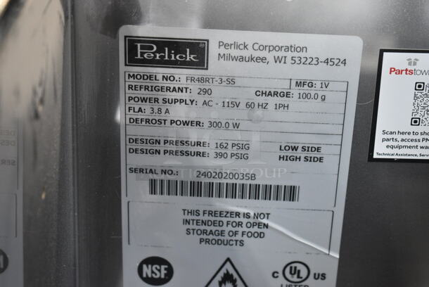 BRAND NEW SCRATCH AND DENT! 2024 Perlick FR48RT-3-SS 48" Stainless Steel Glass Froster. 115 Volts, 1 Phase. Tested and Working! - Image 9 of 9