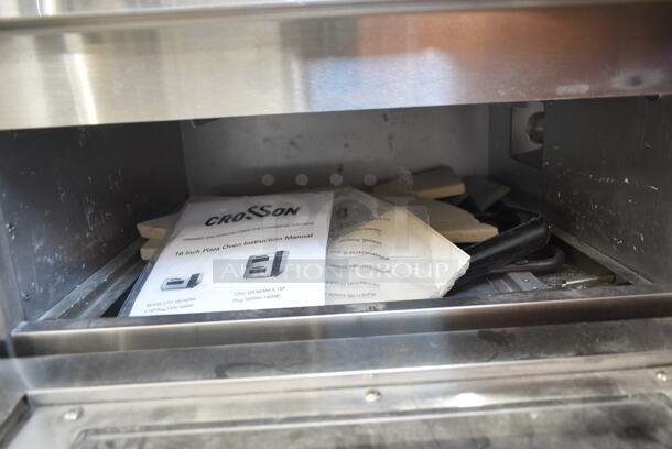 BRAND NEW SCRATCH AND DENT! 2023 Crosson CPO-160 Stainless Steel Commercial Countertop Electric Powered Single Deck Pizza Oven w/ Broken Cooking Stone. 120 Volts, 1 Phase. Tested and Working! - Image 3 of 6