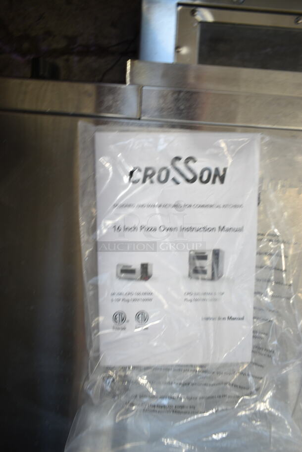 BRAND NEW SCRATCH AND DENT! 2023 Crosson CPO-160 Stainless Steel Commercial Countertop Electric Powered Single Deck Pizza Oven w/ Broken Cooking Stone. 120 Volts, 1 Phase. Tested and Working! - Image 5 of 6