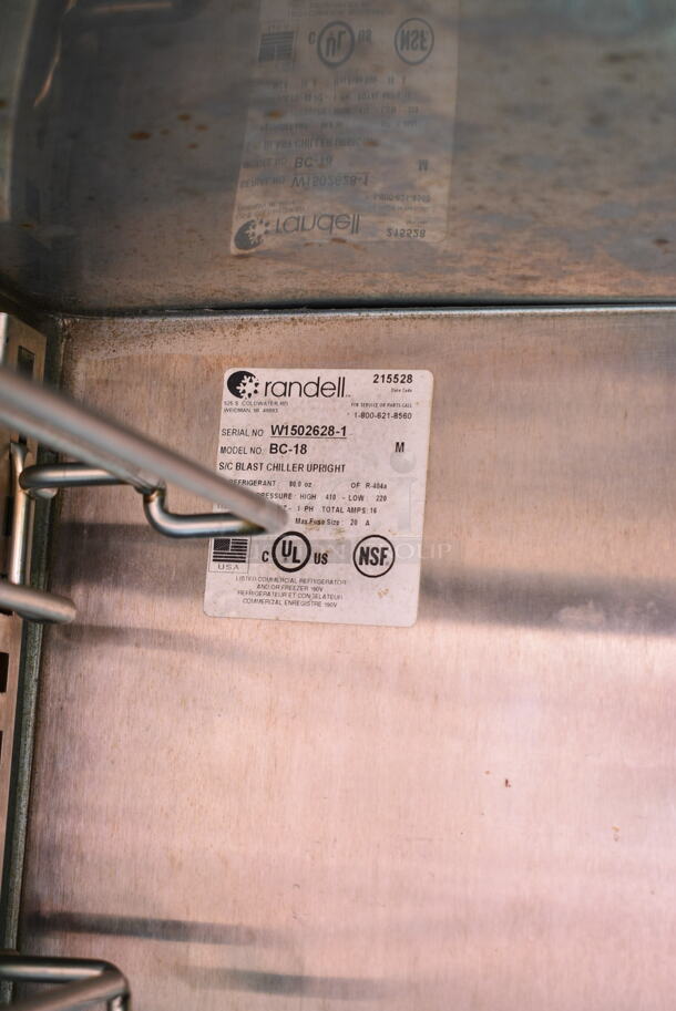 2016 Randell BC-18 Stainless Steel Commercial Blast Chiller w/ 1 Probes. 115/230 Volts, 1 Phase. - Image 5 of 5