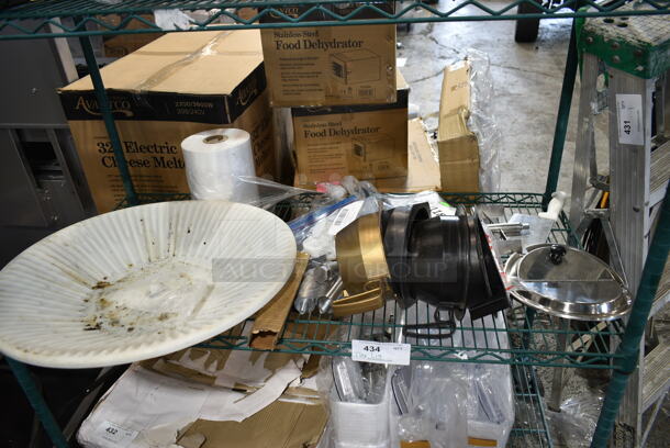 ALL ONE MONEY! Tier Lot of Various Items Including Dish, Round Stainless Steel Center Hinge Lid, Poly Brew Baskets.  - Image 1 of 10