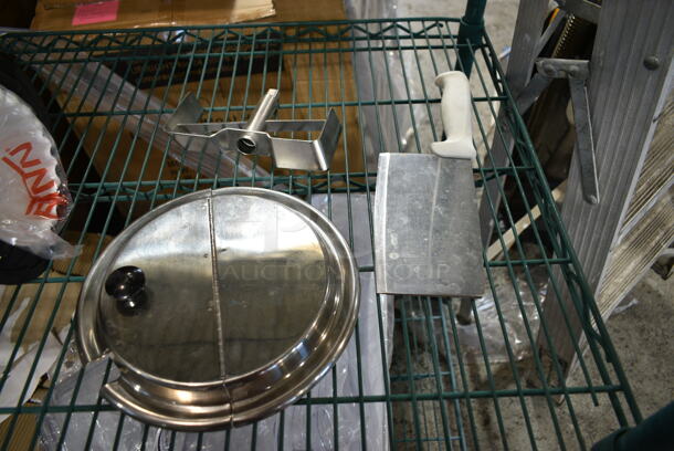 ALL ONE MONEY! Tier Lot of Various Items Including Dish, Round Stainless Steel Center Hinge Lid, Poly Brew Baskets.  - Image 9 of 10