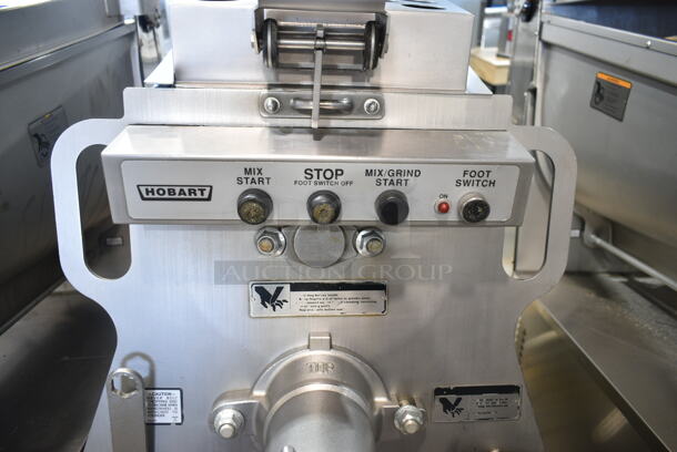Hobart MG2032 Metal Commercial Floor Style Electric Powered Meat Mixer Grinder w/ Foot Pedal on Commercial Casters. 208 Volts, 3 Phase. Tested and Working! - Image 3 of 9