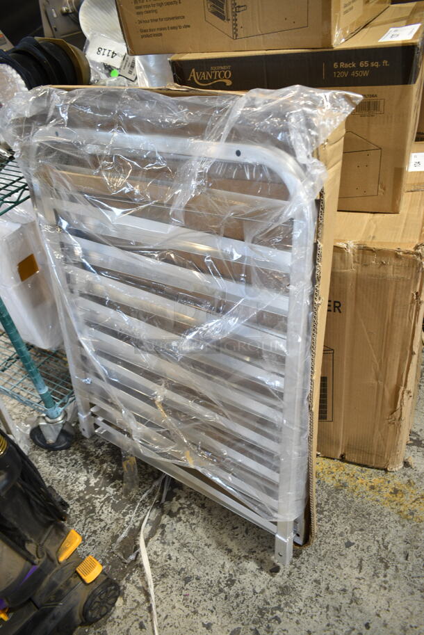 BRAND NEW SCRATCH AND DENT! Winco ALRK-10 10 Pan End Load Half Height Bun / Sheet Pan Rack - Unassembled. May Be Missing Pieces.  - Image 2 of 3
