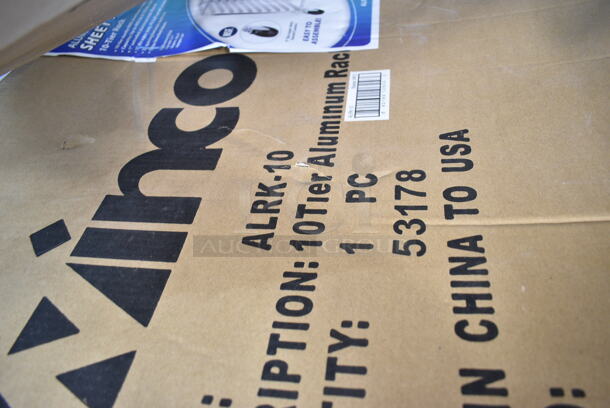 BRAND NEW SCRATCH AND DENT! Winco ALRK-10 10 Pan End Load Half Height Bun / Sheet Pan Rack - Unassembled. May Be Missing Pieces.  - Image 3 of 3