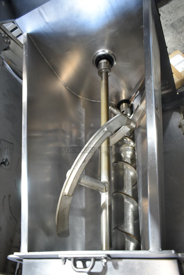 Hobart MG2032 Metal Commercial Floor Style Electric Powered Meat Mixer Grinder w/ Foot Pedal on Commercial Casters. 208 Volts, 3 Phase. Tested and Working! - Image 7 of 9