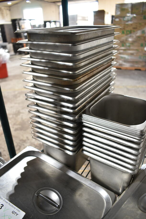 30 Various Stainless Steel Items Including Drop In Bins, Drop In Bin Lids and Silverware Bin. 30 Times Your Bid!  - Image 9 of 10