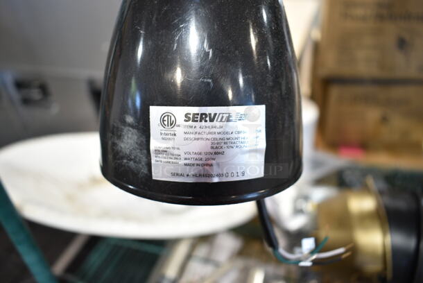 BRAND NEW SCRATCH AND DENT! ServIt 423HLR45BK Retractable Cord Ceiling Mount Heat Lamp with Modern Black Finish Round Cone Shade - Image 7 of 7