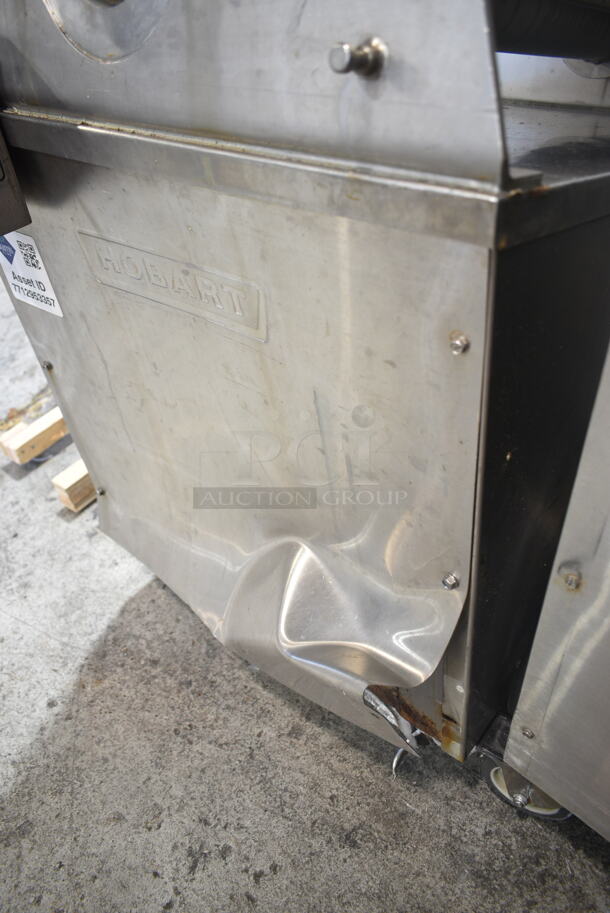 Hobart MG2032 Metal Commercial Floor Style Electric Powered Meat Mixer Grinder w/ Foot Pedal on Commercial Casters. 208 Volts, 3 Phase.  - Image 5 of 6