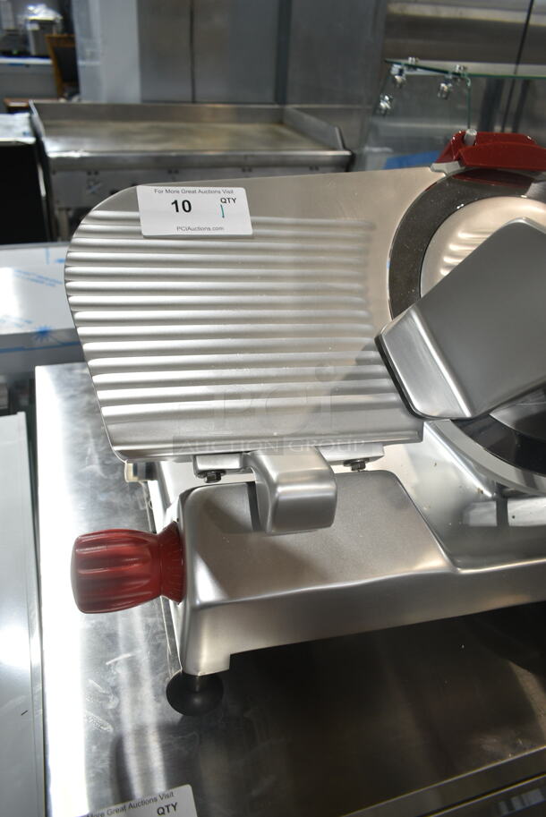 BRAND NEW SCRATCH AND DENT! 2024 Berkel B14-SLC Stainless Steel Commercial Countertop 14" Medium-Duty Gravity Feed Manual Meat Slicer w/ Blade Sharpener. 115 Volts, 1 Phase. Tested and Working! - Image 4 of 9