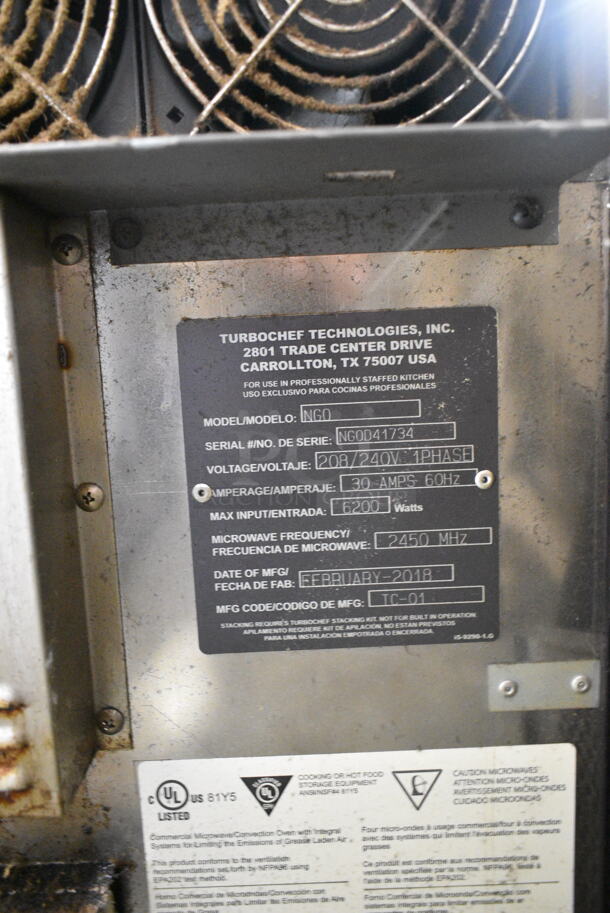 2 2016/2018 Turbochef NGO Metal Commercial Countertop Electric Powered Rapid Cook Oven. 208/240 Volts, 1 Phase. 2 Times Your Bid! - Image 7 of 12