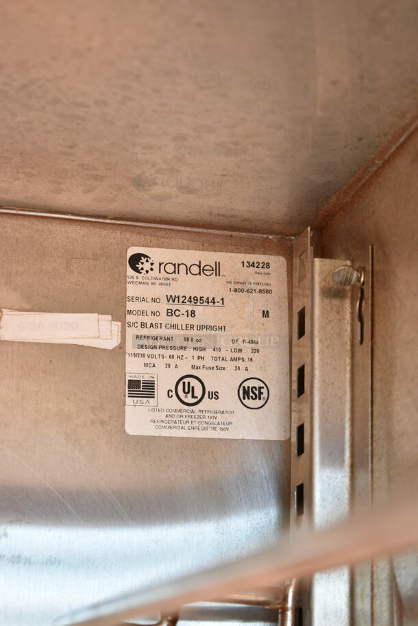 2016 Randell BC-18 Stainless Steel Commercial Blast Chiller w/ 4 Probes. 115/230 Volts, 1 Phase. - Image 7 of 7