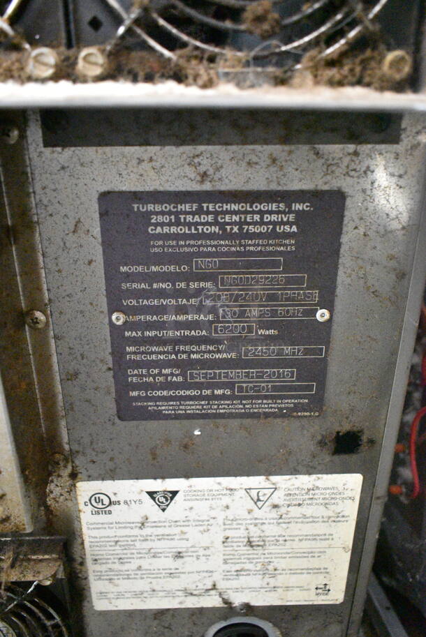 2 2016/2018 Turbochef NGO Metal Commercial Countertop Electric Powered Rapid Cook Oven. 208/240 Volts, 1 Phase. 2 Times Your Bid! - Image 12 of 12