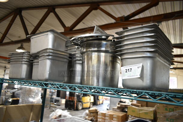 33 Various Stainless Steel Items Including Drop In Bins, Cylindrical Bin, Cylindrical Bin Lids. 33 Times Your Bid!  - Image 1 of 7