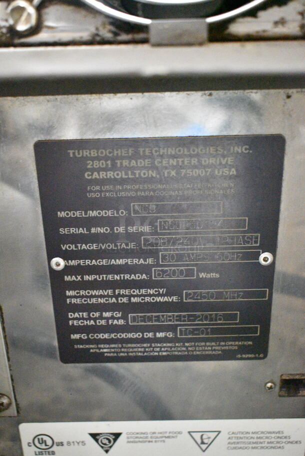 2 2016/2010 Turbochef NGO Metal Commercial Countertop Electric Powered Rapid Cook Oven. 208/240 Volts, 1 Phase. 2 Times Your Bid! - Image 11 of 11