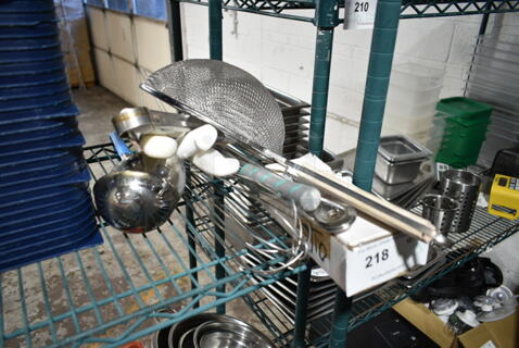 ALL ONE MONEY! Lot of 13 Various Utensils Including Whisk, Strainer, Knives, Ladles. 