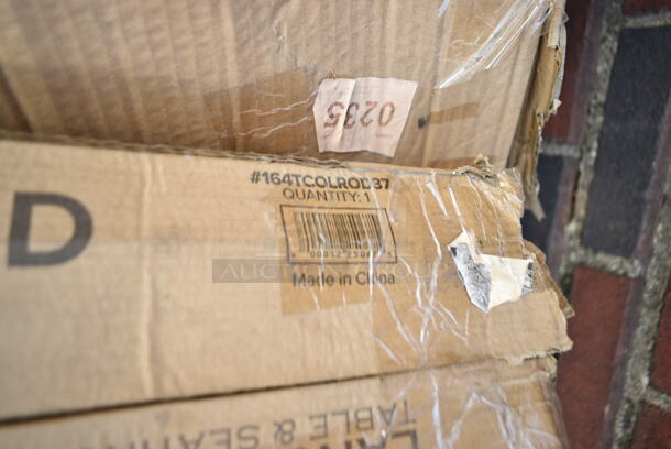 PALLET LOT of 8 BRAND NEW SCRATCH AND DENT! Including Lancaster Table & Seating 164TCOLROD37 37 1/2" Bar Height Table Base Column and Rod, 2 Lancaster Table & Seating 164UMBWD06PB 6' Pacific
Blue Pulley Lift Wood Umbrella, 2 Lancaster Table & Seating 164TB2230 22" x 30" Cross Cast Iron Table Base Plate. 8 Times Your Bid!  - Image 3 of 11