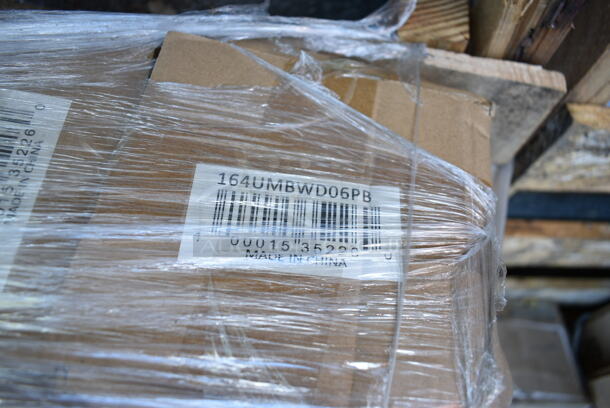 PALLET LOT of 8 BRAND NEW SCRATCH AND DENT! Including Lancaster Table & Seating 164TCOLROD37 37 1/2" Bar Height Table Base Column and Rod, 2 Lancaster Table & Seating 164UMBWD06PB 6' Pacific
Blue Pulley Lift Wood Umbrella, 2 Lancaster Table & Seating 164TB2230 22" x 30" Cross Cast Iron Table Base Plate. 8 Times Your Bid!  - Image 10 of 11