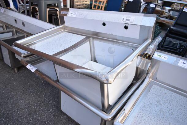 BRAND NEW SCRATCH AND DENT! Steelton 522CS11818L 38 3/4" 18-Gauge Stainless Steel One Compartment Commercial Sink with Left Drainboard - 18" x 18" x 12" Bowl. No Legs.  - Image 3 of 6