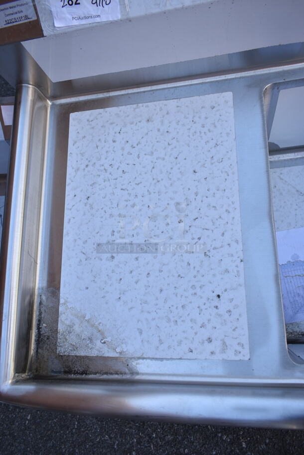 BRAND NEW SCRATCH AND DENT! Steelton 522CS11818L 38 3/4" 18-Gauge Stainless Steel One Compartment Commercial Sink with Left Drainboard - 18" x 18" x 12" Bowl. No Legs.  - Image 5 of 6