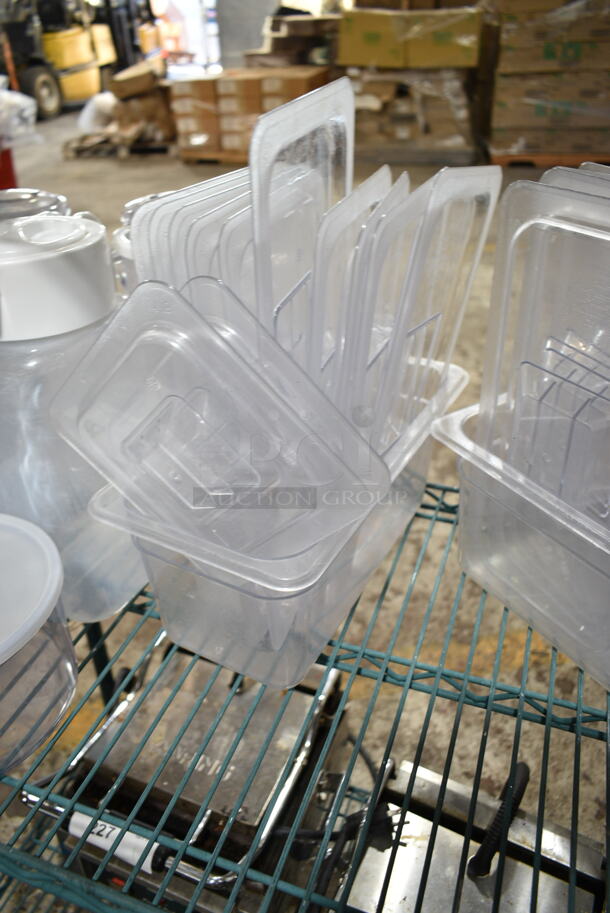 ALL ONE MONEY! Lot of Clear Poly Items Including Drop In Bins, Drop In Bin Lids and Pitchers - Image 4 of 9
