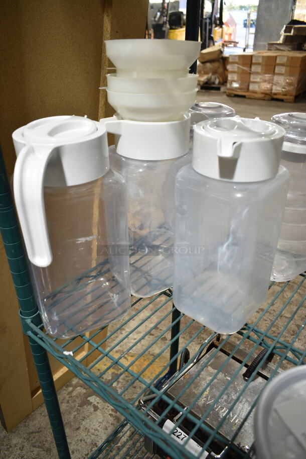 ALL ONE MONEY! Lot of Clear Poly Items Including Drop In Bins, Drop In Bin Lids and Pitchers - Image 7 of 9