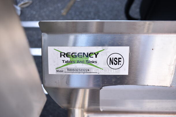 BRAND NEW SCRATCH AND DENT! Regency 600S32323224 121" 16-Gauge Stainless Steel Three Compartment Commercial Sink with Galvanized Steel Legs and 2 Drainboards - 23" x 23" x 12" Bowls. No Legs. - Image 8 of 8