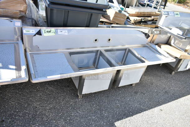 BRAND NEW SCRATCH AND DENT! Regency 600S21717218 Stainless Steel Commercial 2 Bay Sink w/ Dual Drain boards. Bays 17x17x12. Drain Boards 16.5x18.5. No Legs. - Image 2 of 8