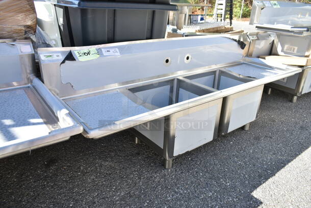 BRAND NEW SCRATCH AND DENT! Regency 600S21717218 Stainless Steel Commercial 2 Bay Sink w/ Dual Drain boards. Bays 17x17x12. Drain Boards 16.5x18.5. No Legs. - Image 3 of 8
